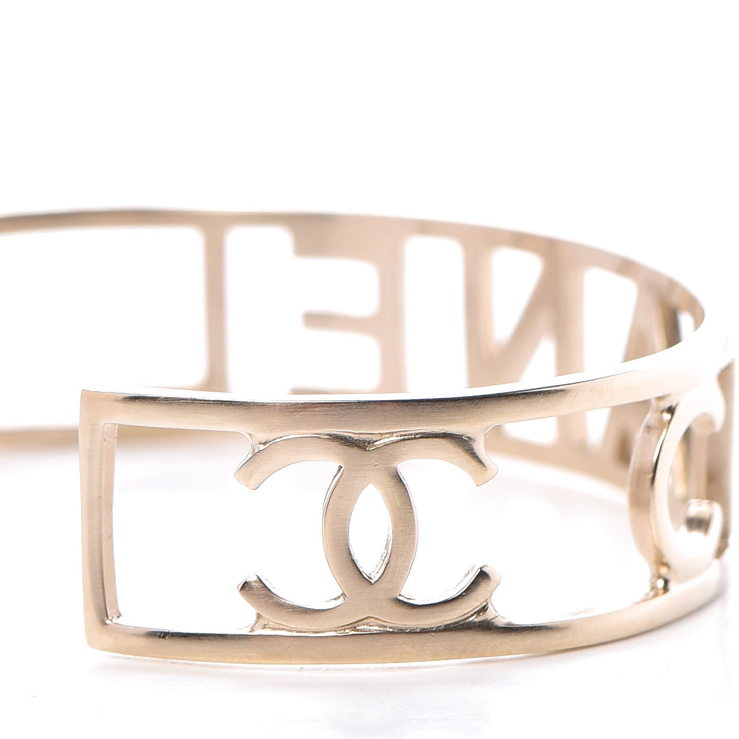 Chanel Baguette Logo Cuff Bracelet Gold 4 of 5
