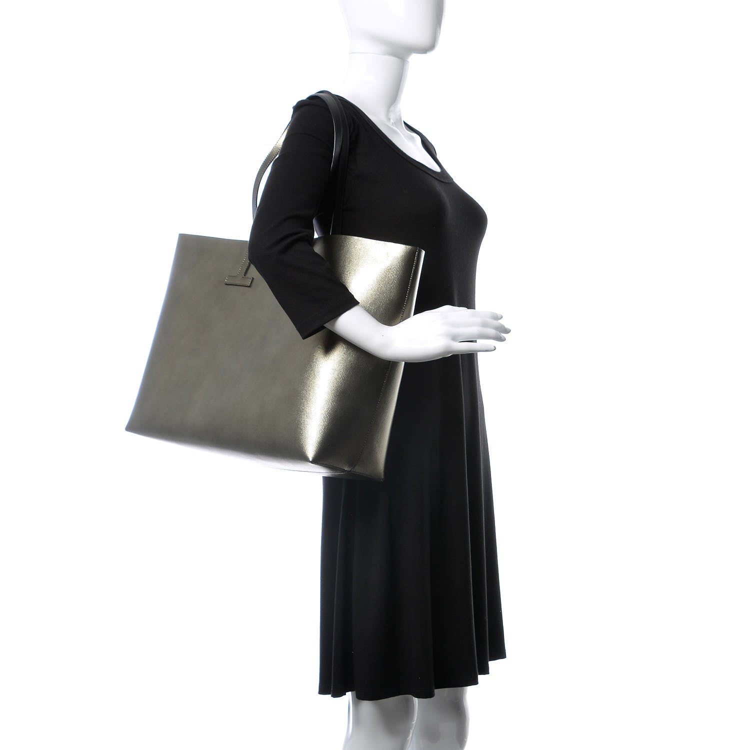 Tom Ford Laminated Calfskin Medium T Tote Anthracite 2 of 11