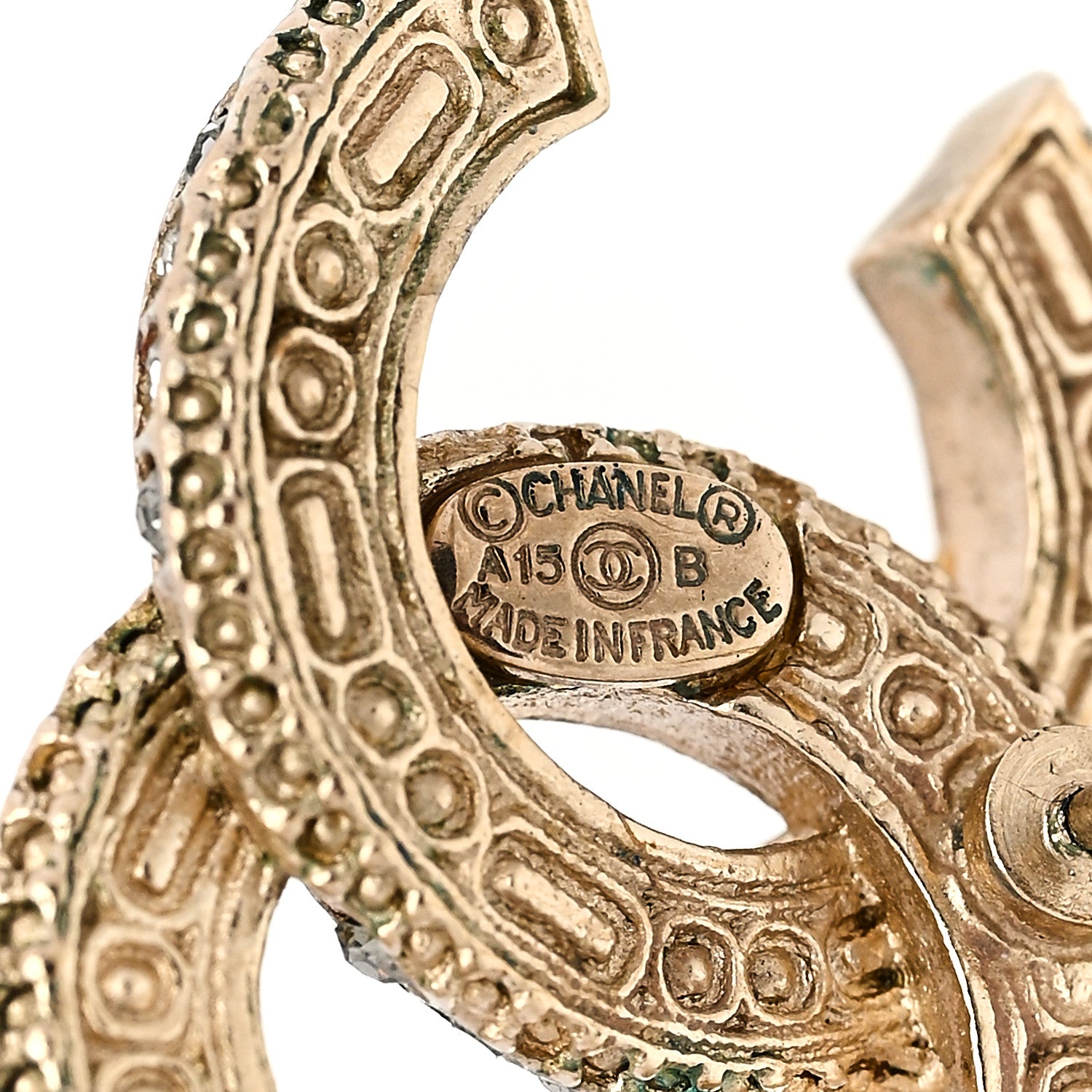 Chanel Baguette Crystal CC Earrings Gold Black 3 of 5