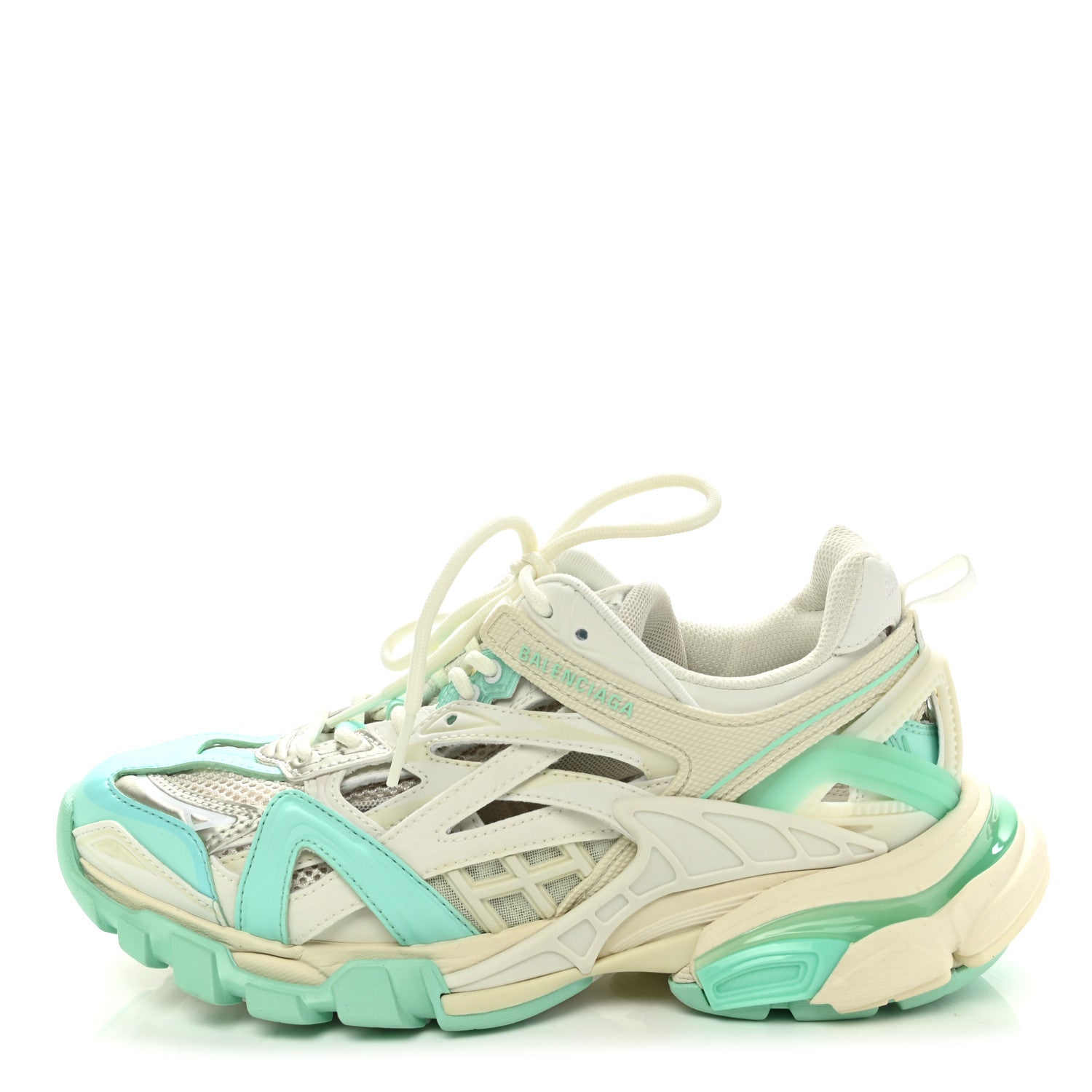 Balenciaga Rubber Mesh Tri-Color Womens Track.2 Open Sneakers 37 Mint Light Beige Grey 1 of 8