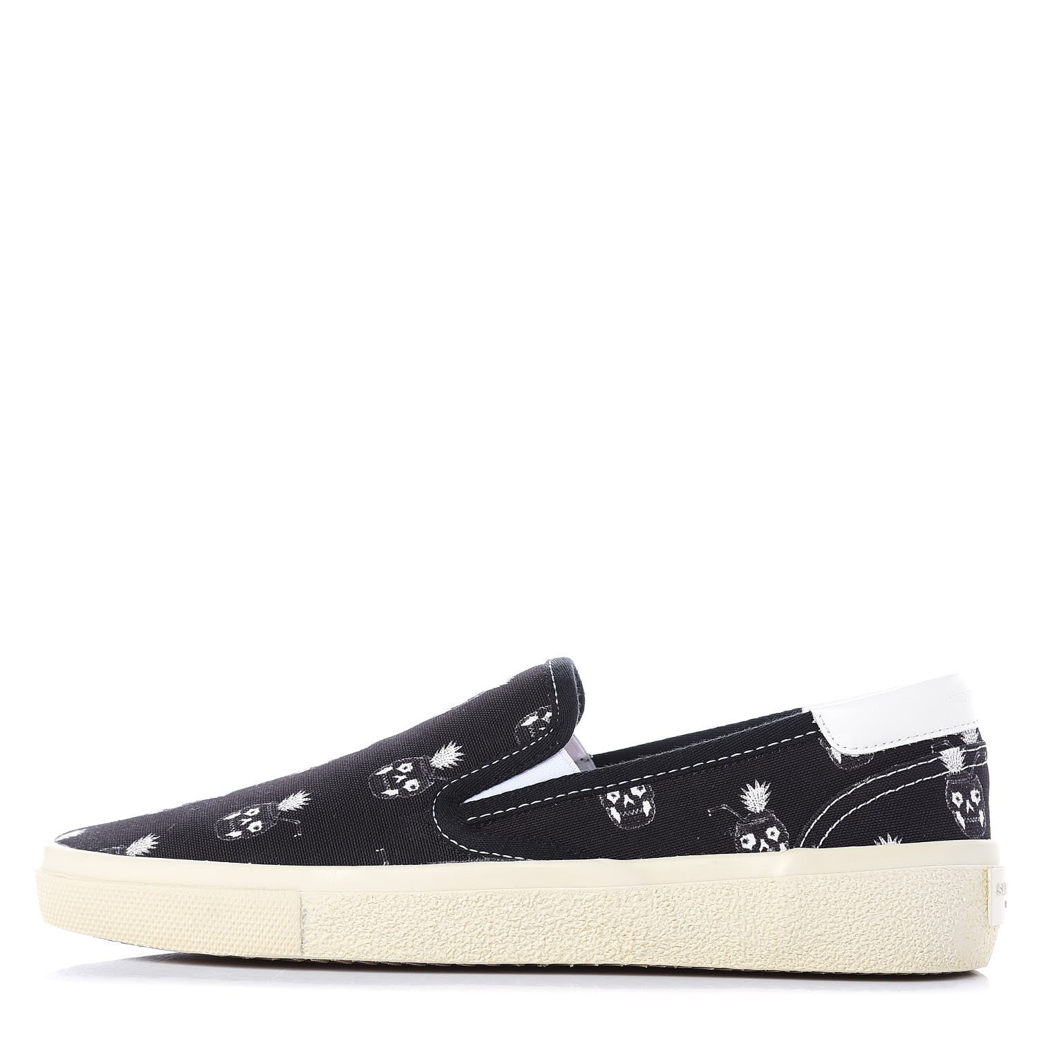 Saint Laurent Canvas Solaris Pinaskullada Skate Slip On Sneakers 38 Black White 1 of 11