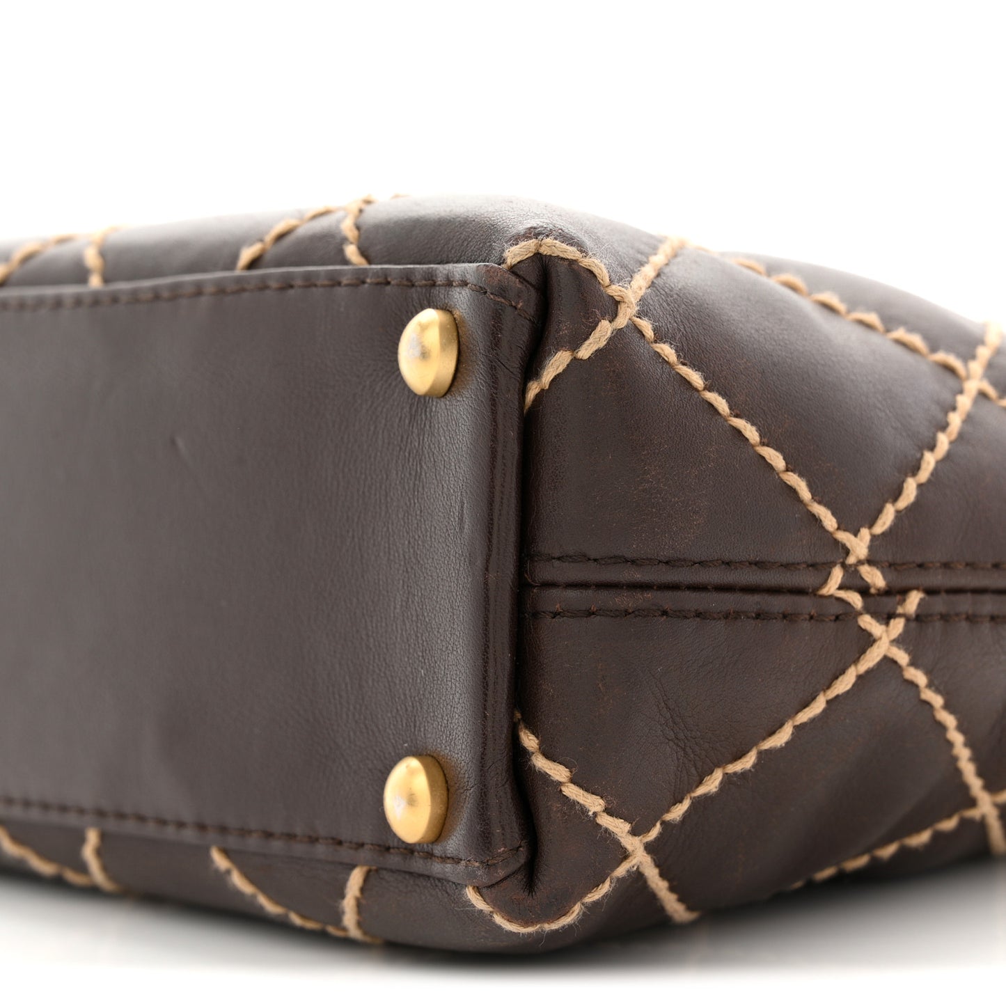 Calfskin Wild Stitch Tote Brown