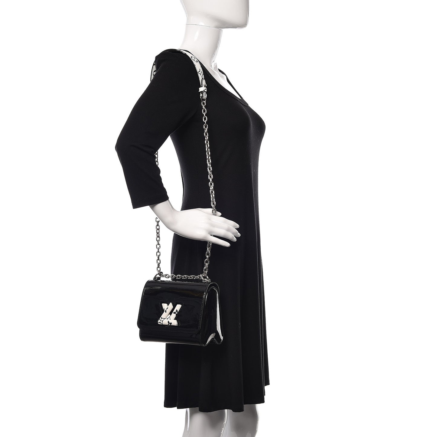 Patent Monogram Twist Shoulder Bag PM Black