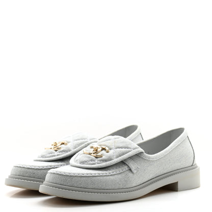 Chanel Denim CC Turnlock Loafers 39 Blue 3 of 10