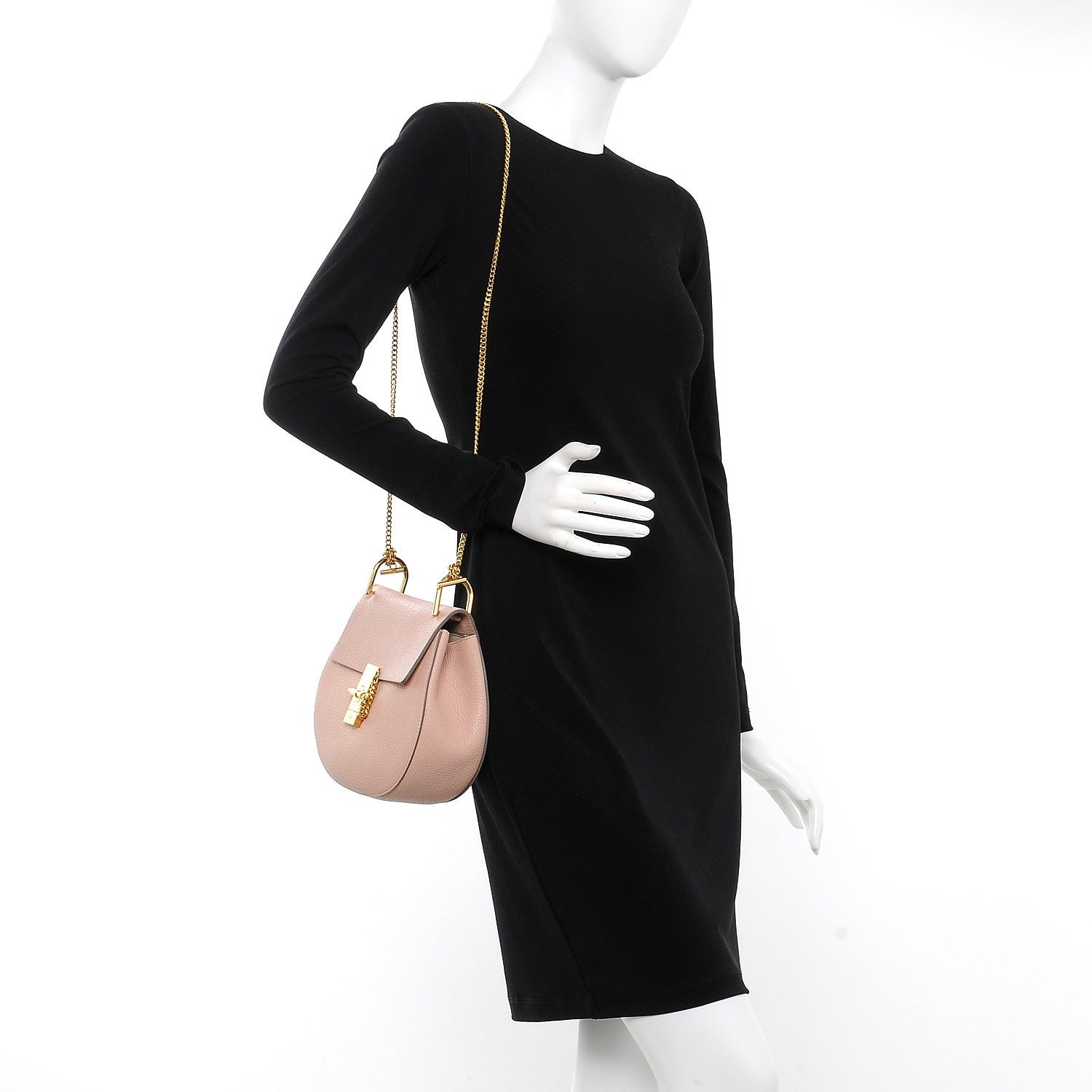 Chloe Grained Lambskin Drew Shoulder Bag Cement Pink 2 of 7