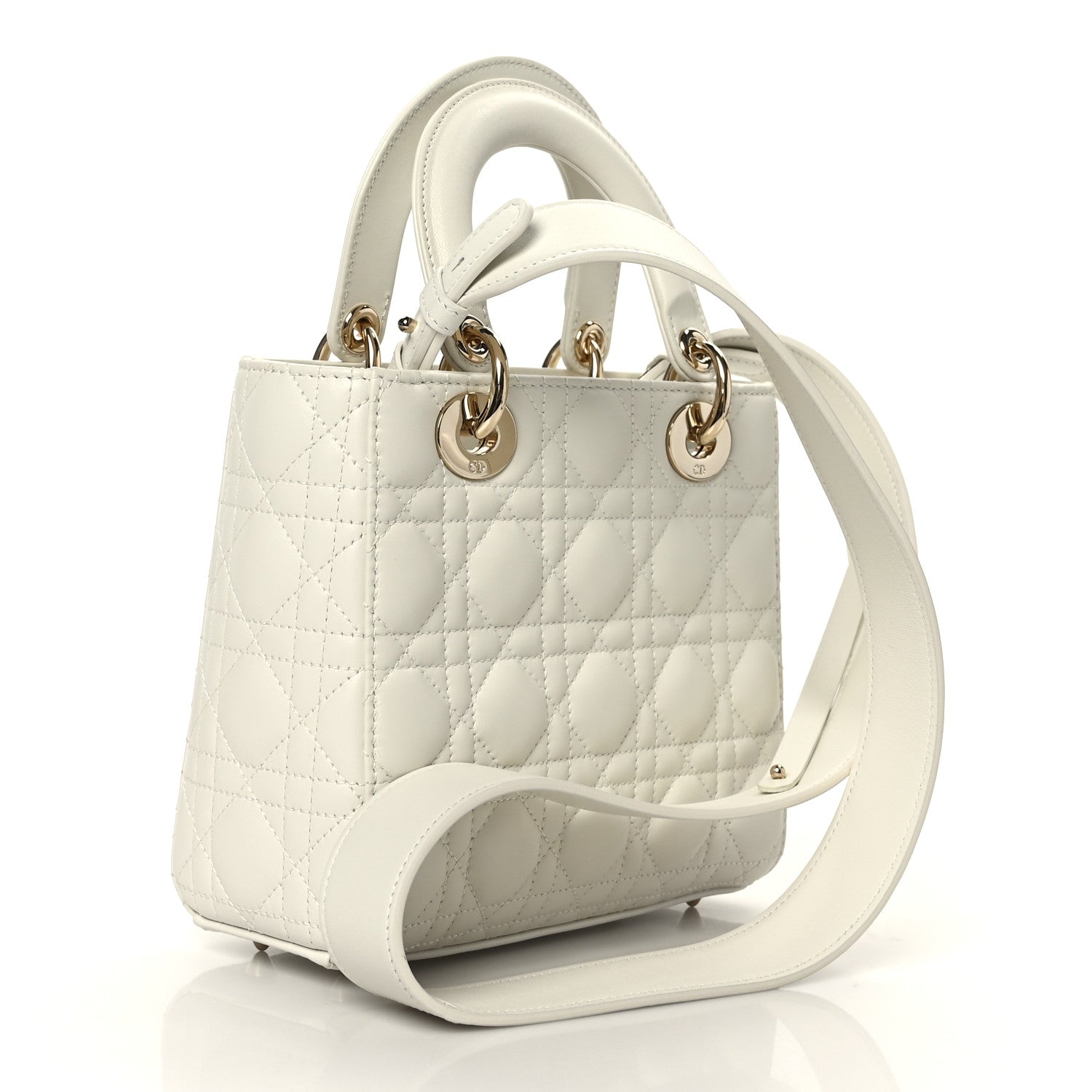 Christian Dior Lambskin Cannage Small My ABCDior Lady Dior White 3 of 9