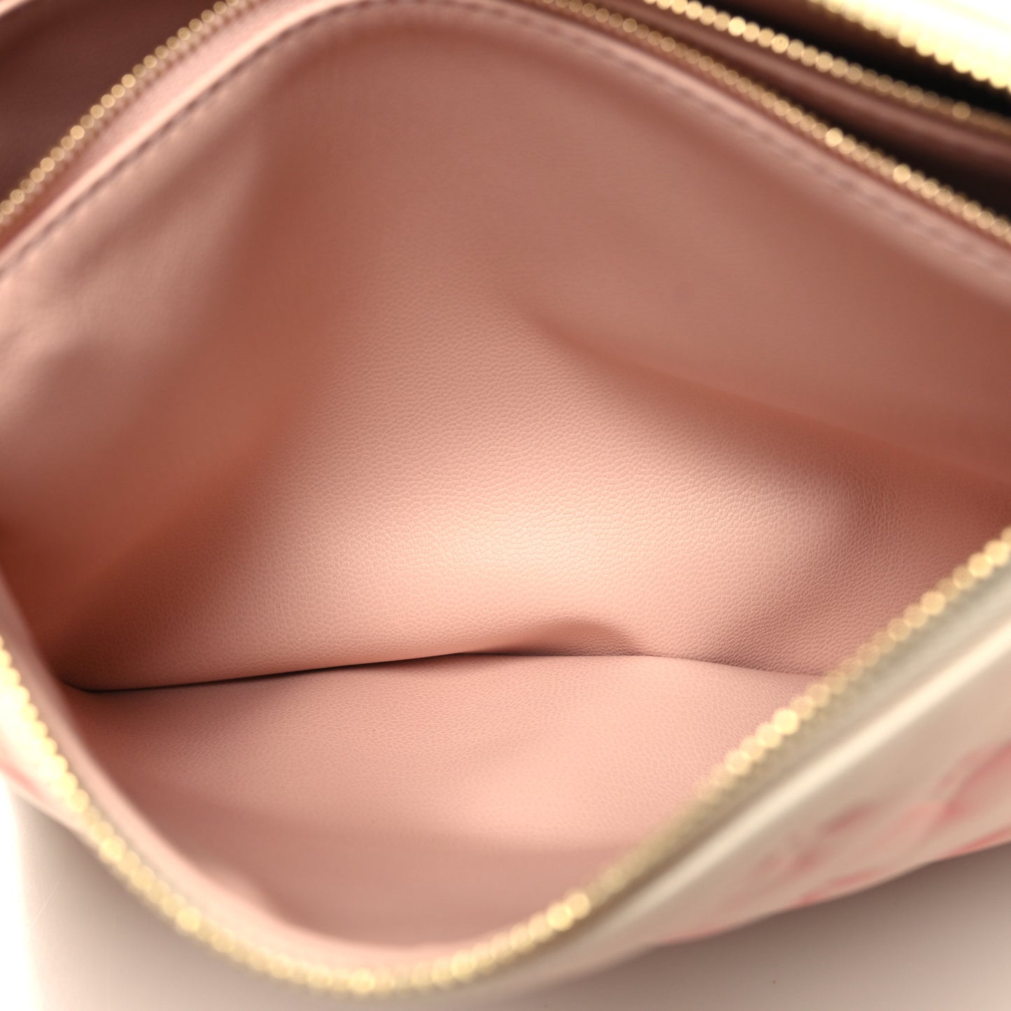 Pearlescent Lambskin Embossed Monogram Coussin PM Beige Rose