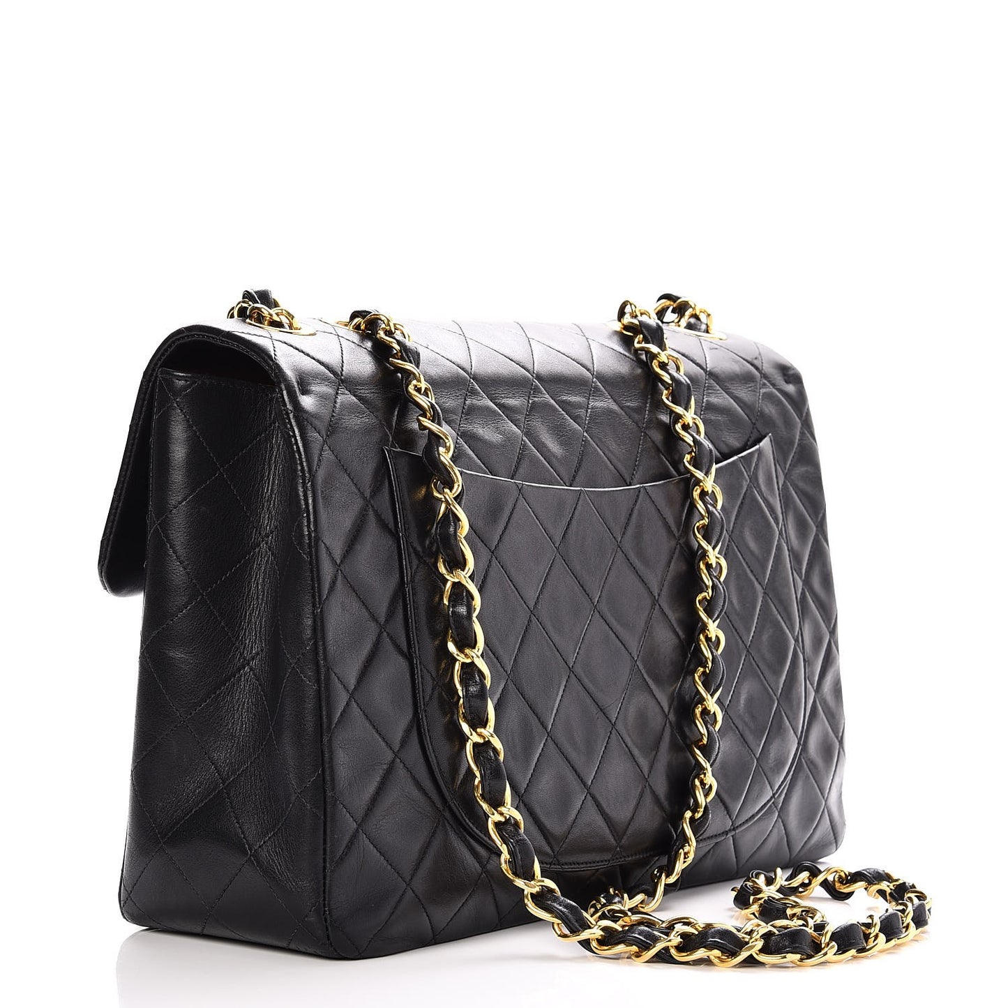 Lambskin Quilted Jumbo Single Flap Black