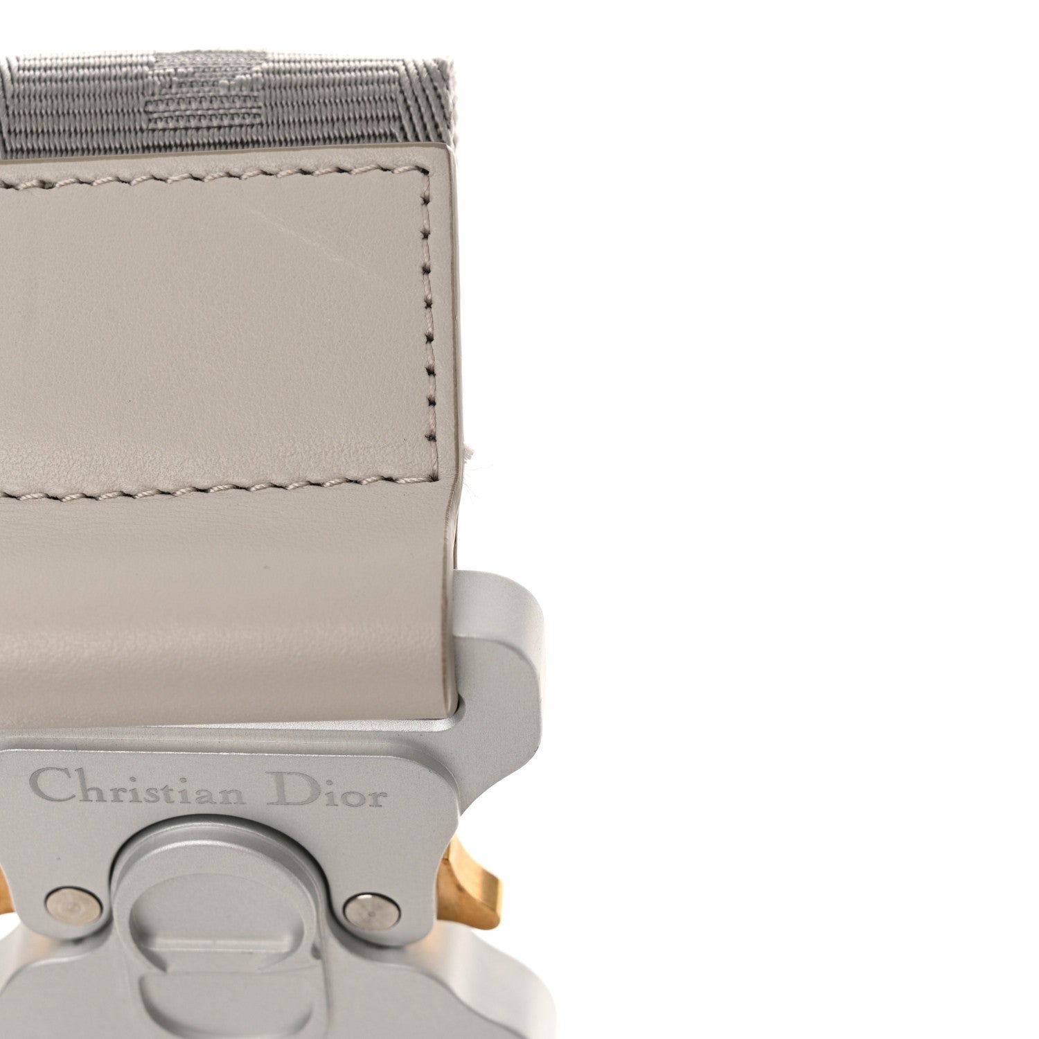 Christian Dior Coated Canvas Calfskin CD Diamond Mens Saddle Bag Greige Multicolor 12 of 14