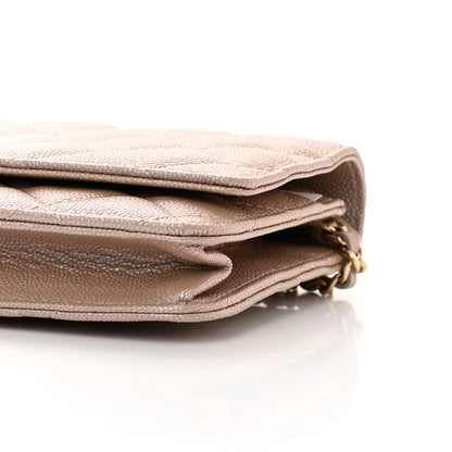 Chanel Iridescent Caviar Quilted Wallet on Chain WOC Beige 11 of 13