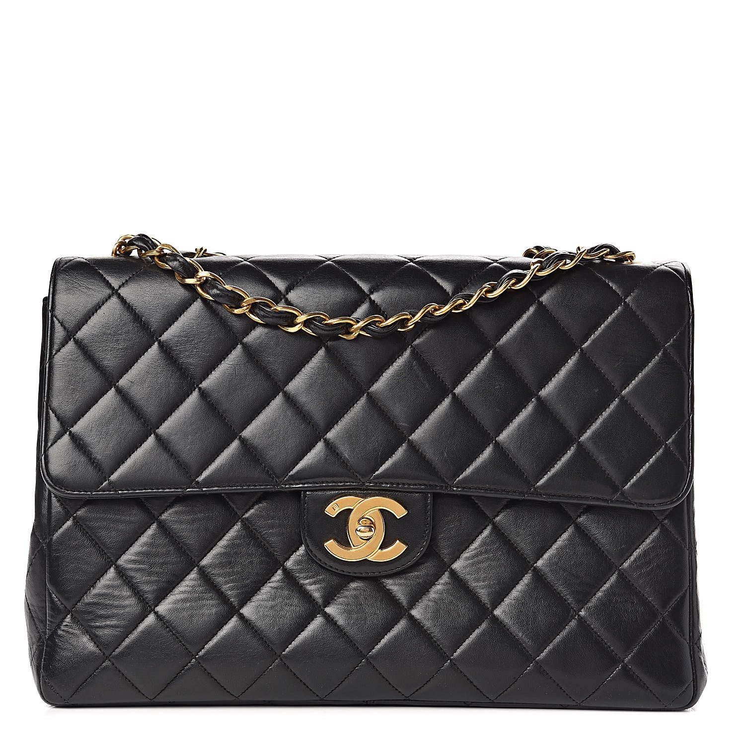 Chanel Lambskin Quilted Jumbo Single Flap Black 1 of 14