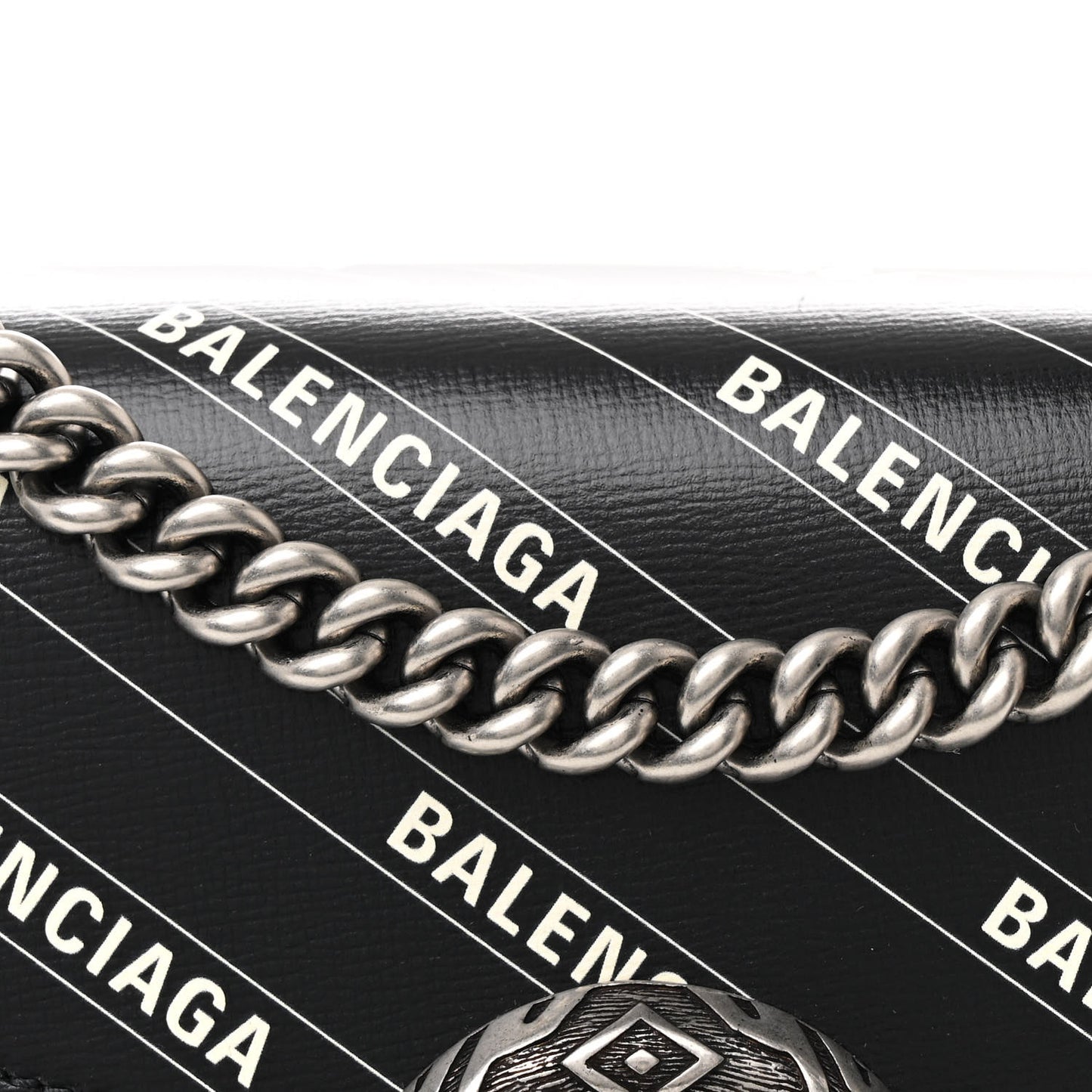 X BALENCIAGA Calfskin Logo Print Small Dionysus Shoulder Bag Black