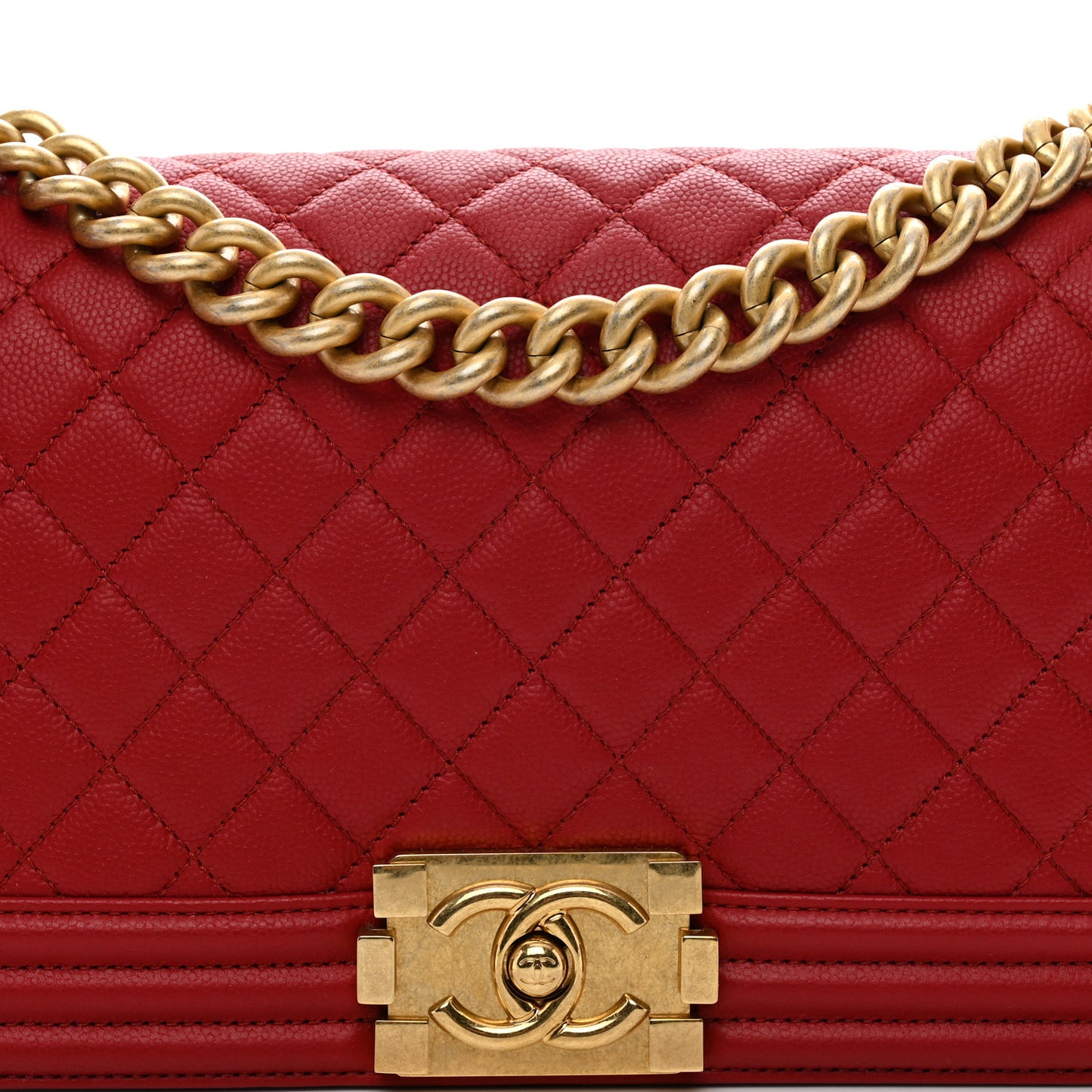 Caviar Quilted Medium Boy Flap Red