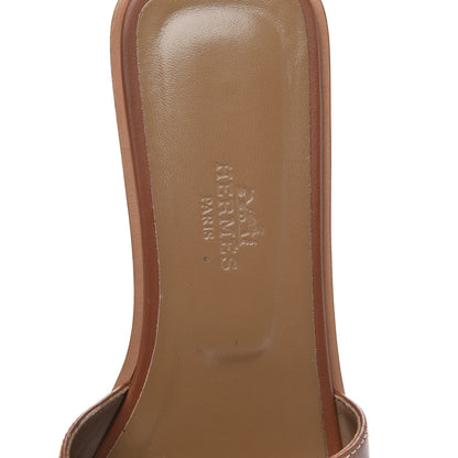 Hermes Box Calfskin Oran Sandals 36.5 Gold 6 of 10