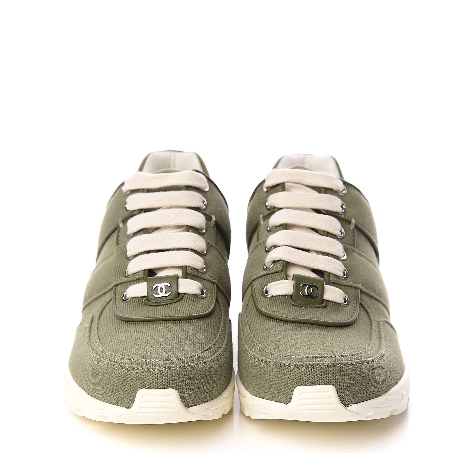 Chanel Canvas Womens Sneakers 38 Green 2 of 8