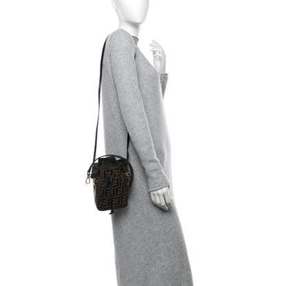 Fendi Vitello Liberty F is Fendi Bi-Color FF 1974 Embossed Mini Mon Tresor Bucket Bag Maya Black 2 of 11