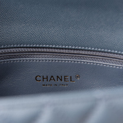Chanel Caviar Lizard Quilted Small Coco Handle Flap Blue 8 of 10