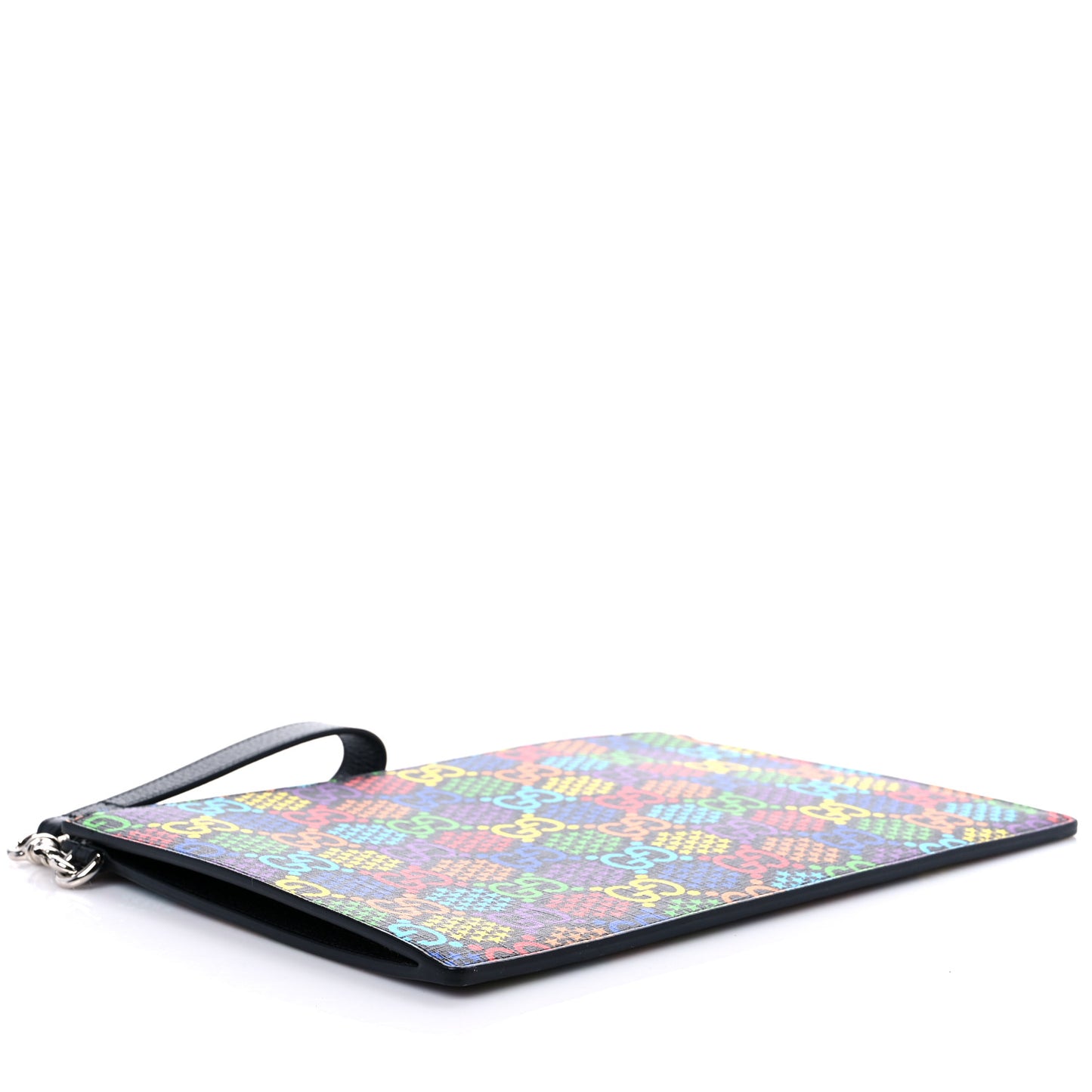 GG Supreme Monogram Psychedelic Zip Wristlet Pouch Black Multicolor