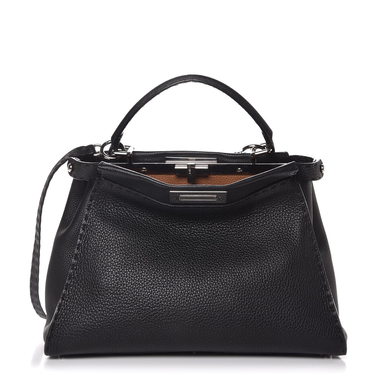 Cuoio Romano Selleria Bi-Color Medium Peekaboo Iconic Satchel Black Mou