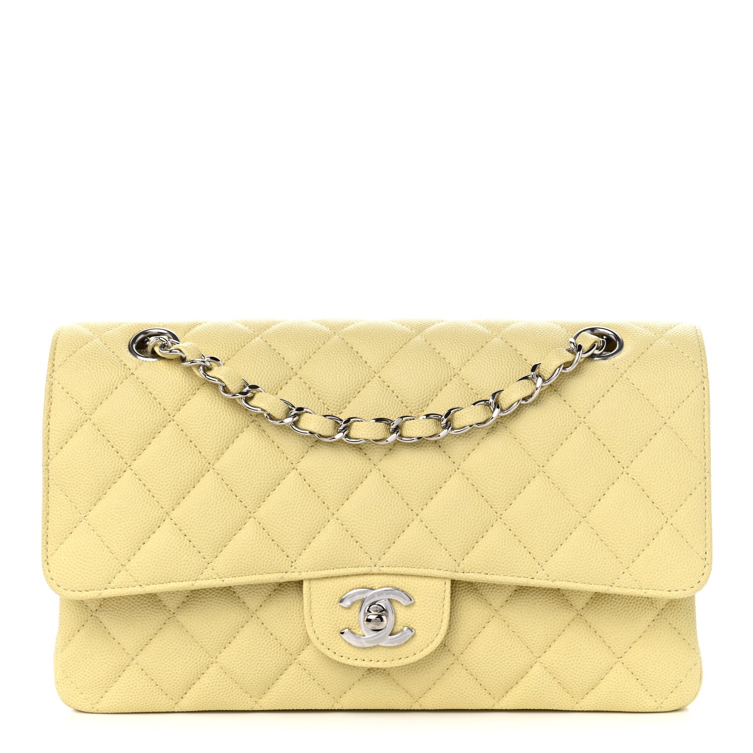 Chanel Caviar Quilted Medium Double Flap Light Yellow 1 of 10