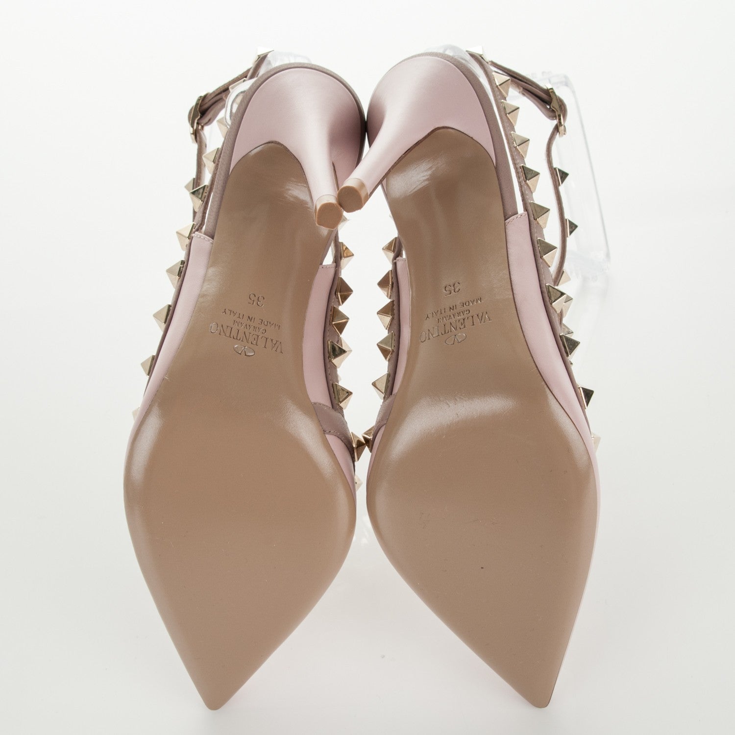 Valentino Garavani Calfskin Rockstud Ankle Strap 100mm Pumps 35 Water Rose Poudre 5 of 6