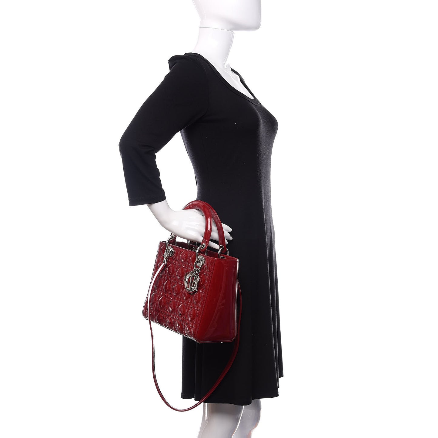 Patent Cannage Medium Lady Dior Red
