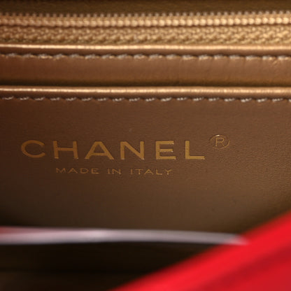 Chanel Lambskin Quilted Mini Rectangular Pearl Crush Flap Red 6 of 9