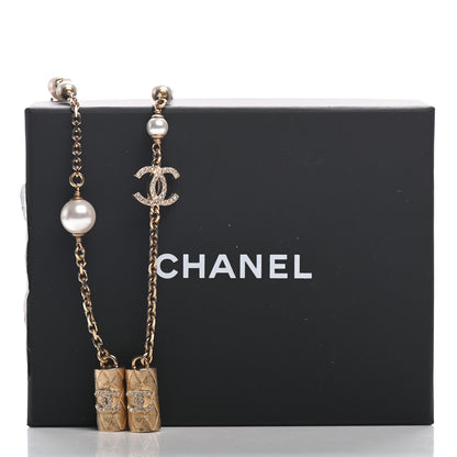 Chanel Crystal Pearl Airpod Necklace Gold 6 of 6