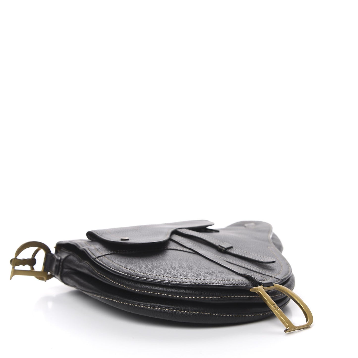 Calfskin Baudrier Saddle Bag Black