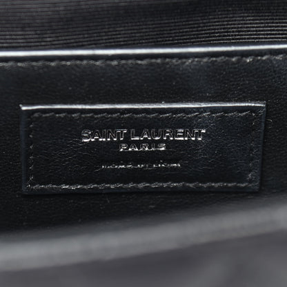 Saint Laurent Grain De Poudre Textured Mixed Matelasse Triquilt Medium Monogram Satchel Black 6 of 9