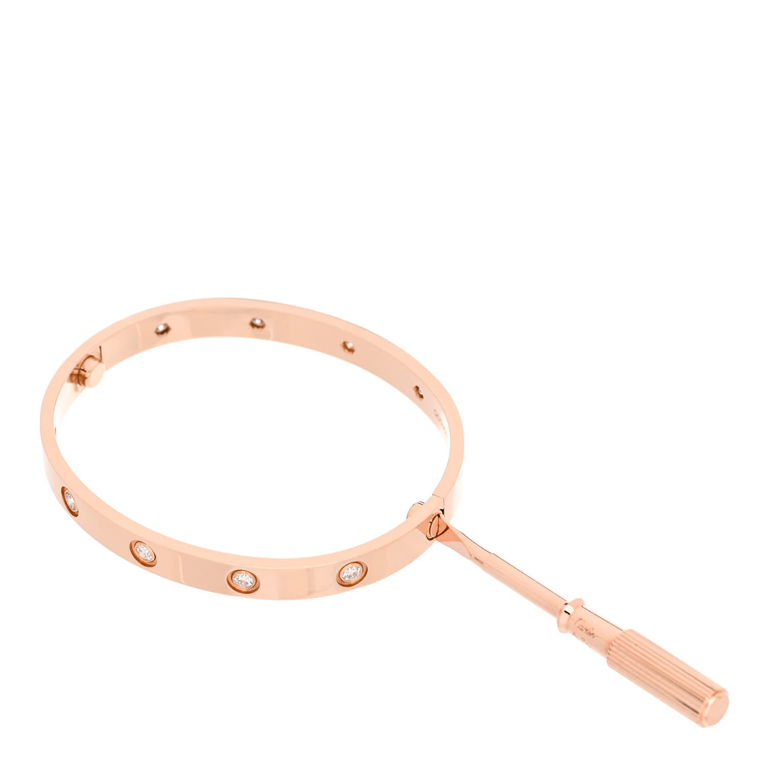 Cartier 18K Pink Gold 10 Diamond LOVE Bracelet 17 3 of 6
