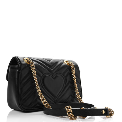 Gucci Calfskin Matelasse Mini GG Marmont Shoulder Bag Black 2 of 8