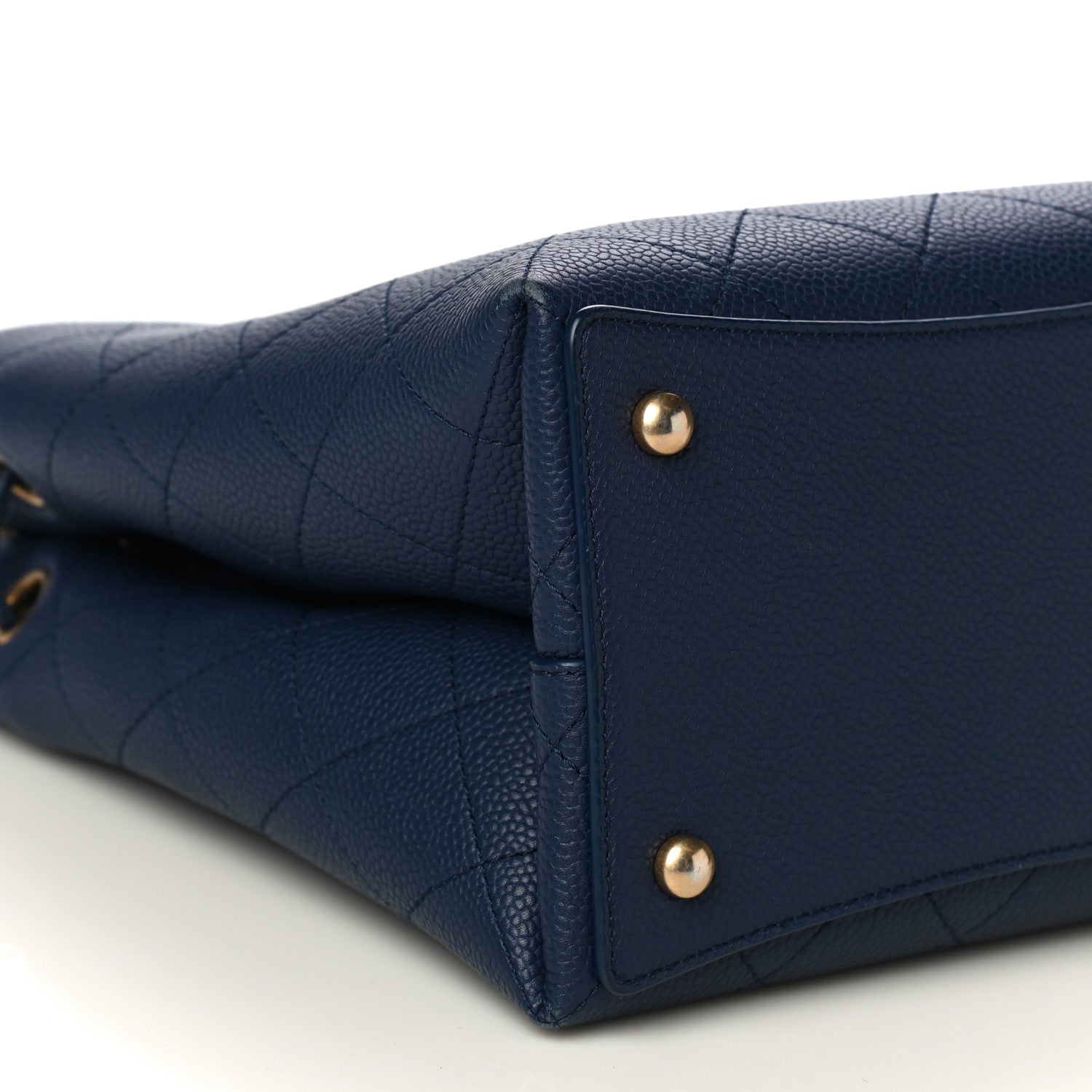 Chanel Grained Calfskin Stitched Small Drawstring Bag Navy 9 of 11
