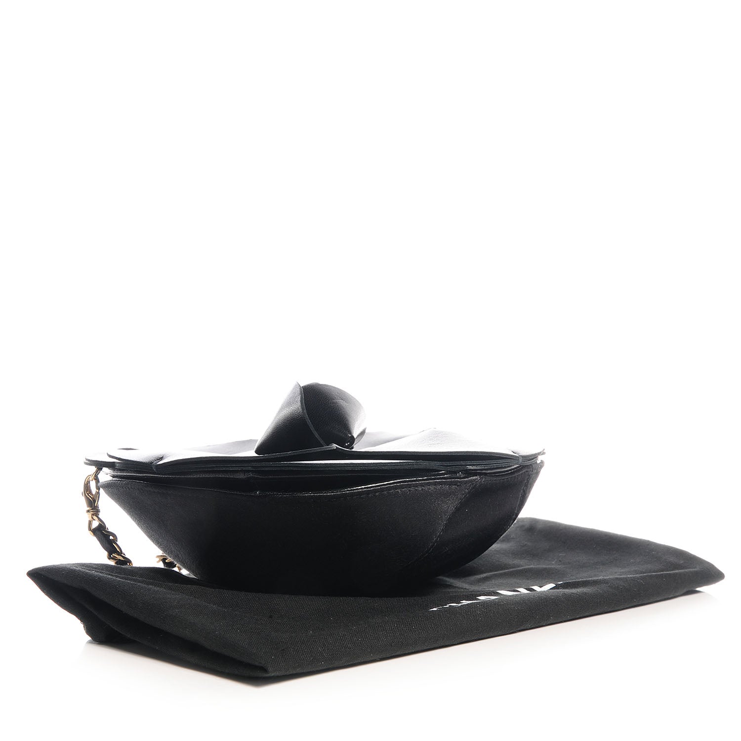 Chanel Leather Satin Camellia Evening Bag Black 4 of 8