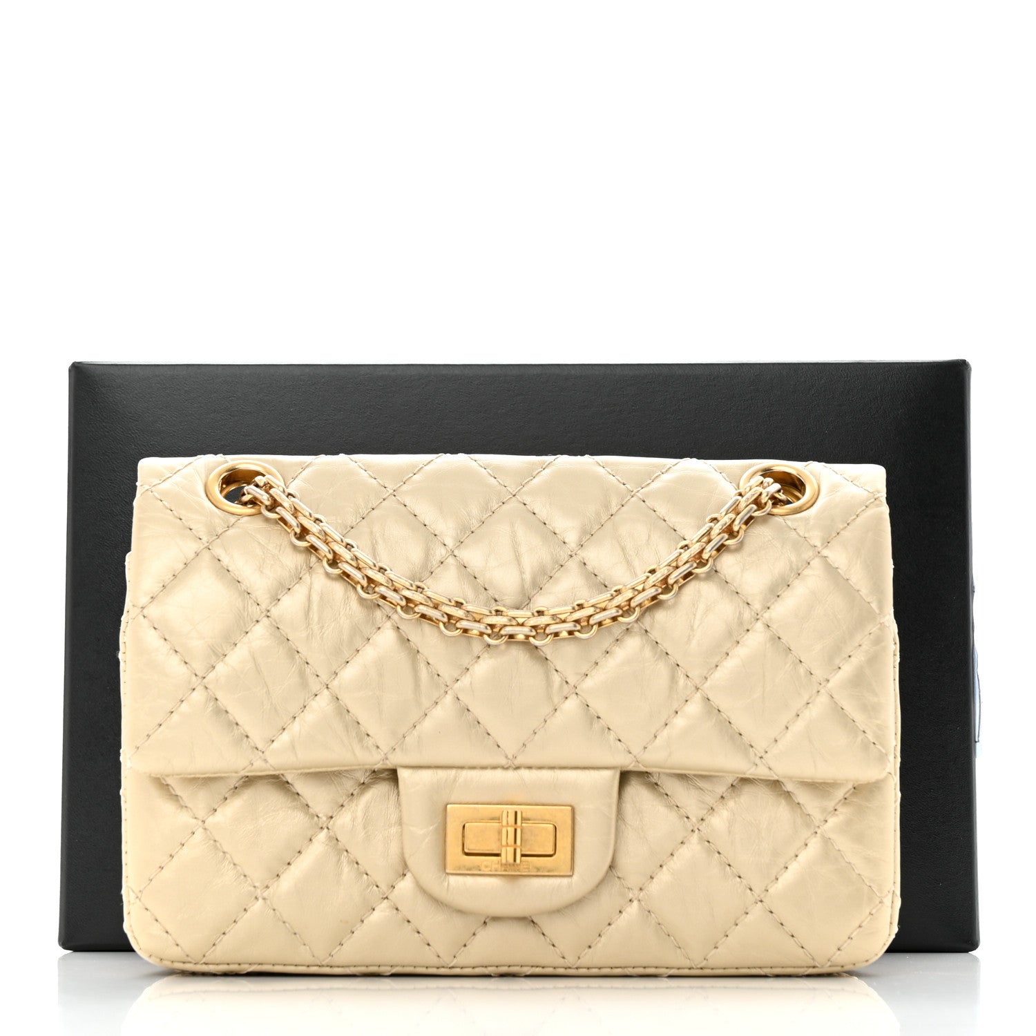 Chanel Metallic Aged Calfskin Quilted 2.55 Reissue Mini Flap Light Gold 12 of 12