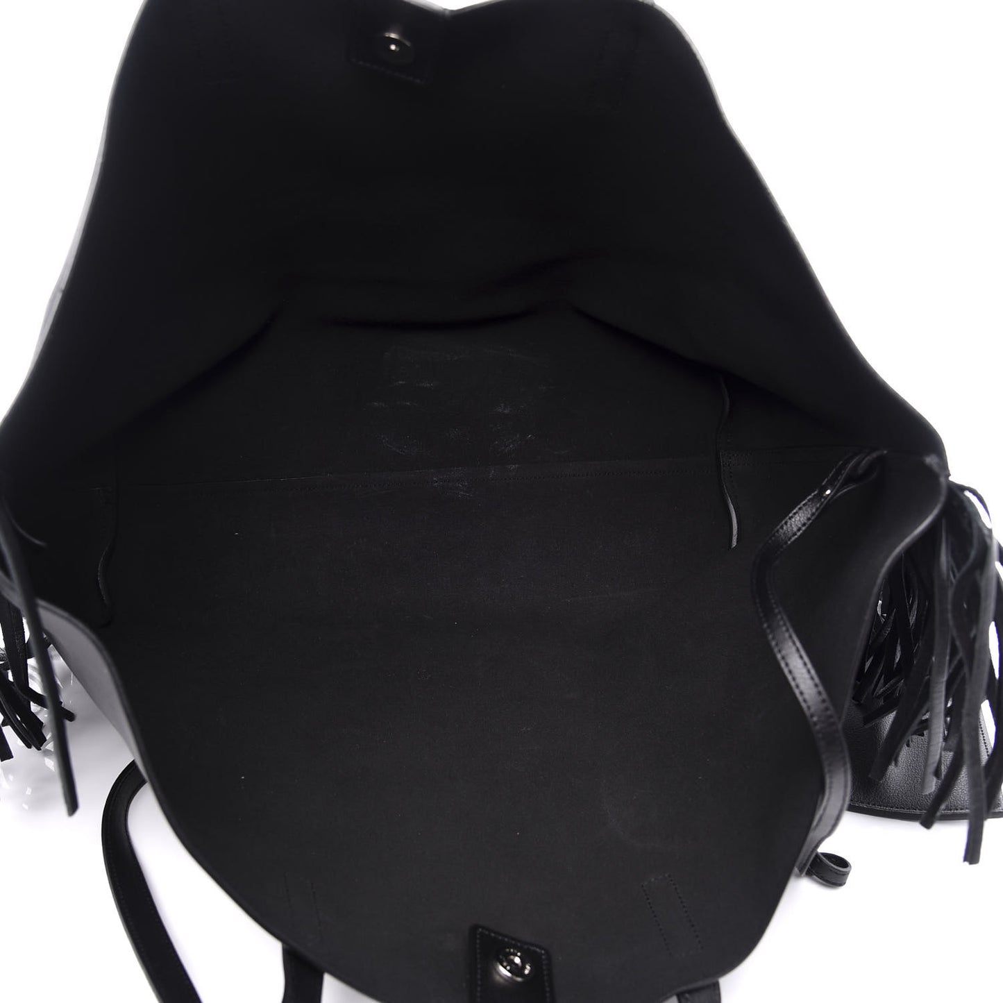 Calfskin Large Fringe Shopping Tote Black