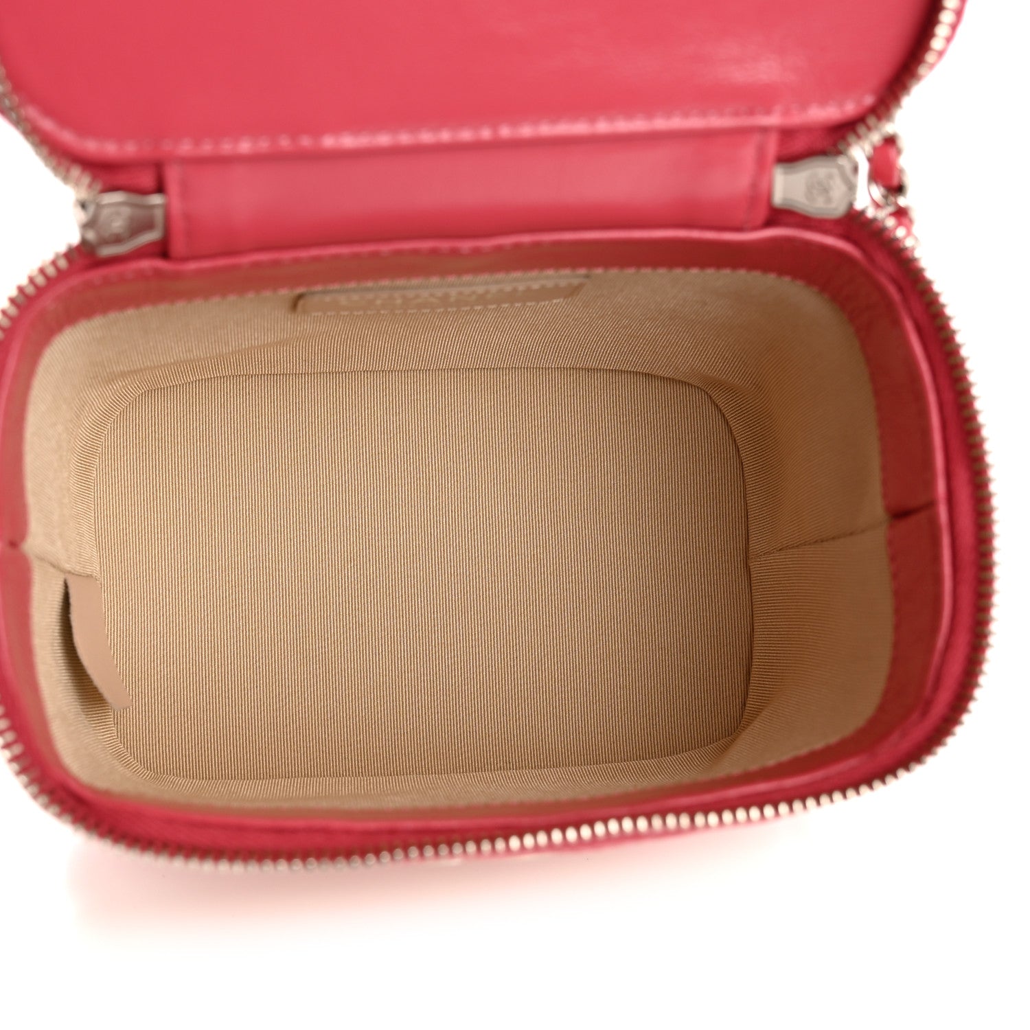 Chanel Calfskin Raffia Small Take Away Vanity Case Bag Pink Beige 5 of 12