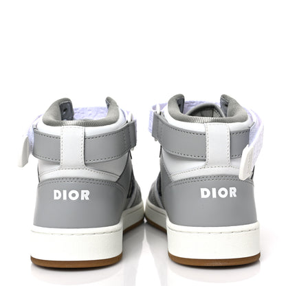 Christian Dior Smooth Calfskin Jacquard Oblique Mens B27 Mid Top Sneakers 40 Beige Blue 5 of 8