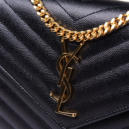 Saint Laurent Grain De Poudre Matelasse Chevron Monogram Chain Wallet Black 11 of 11