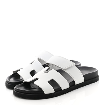 Hermes Calfskin Womens Chypre Sandals 38 White 3 of 9