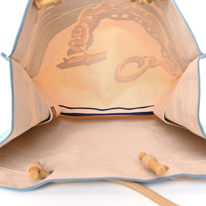 Hermes H Canvas Printed Escale A La Plage Beach Bag Or 5 of 9