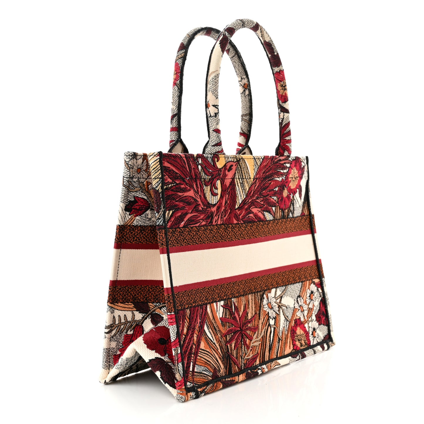 Canvas Embroidered Phoenix Medium Book Tote Red Multicolor