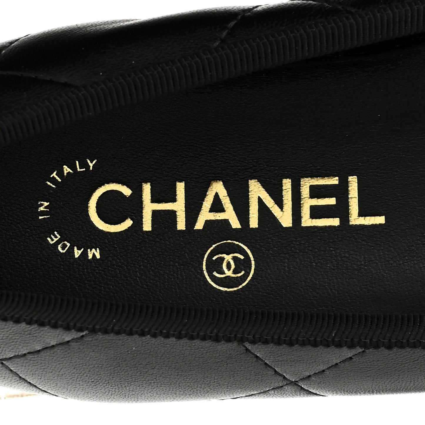 Lambskin Quilted CC Cambon Ballet Flats 36.5 Black White
