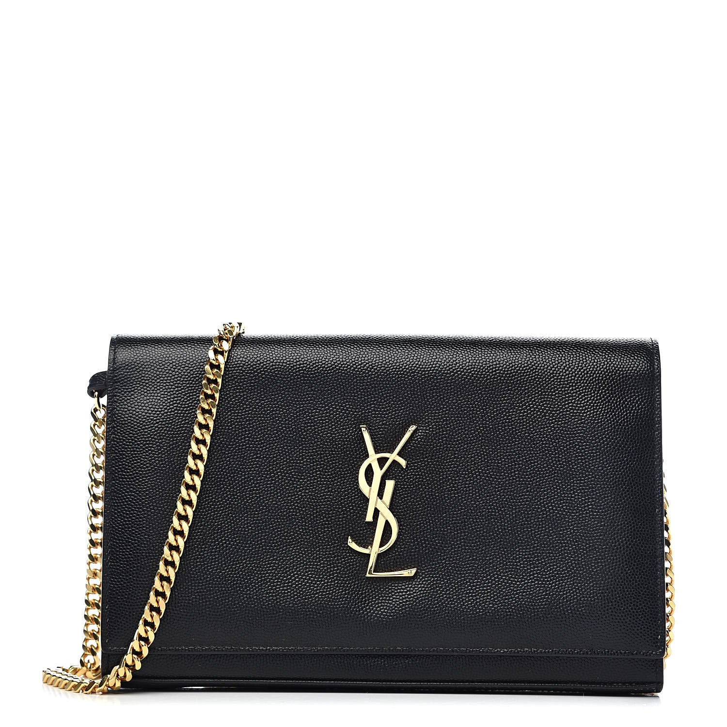 Saint Laurent Grain De Poudre Monogram Chain Wallet Black 1 of 12