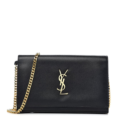 Saint Laurent Grain De Poudre Monogram Chain Wallet Black 1 of 12