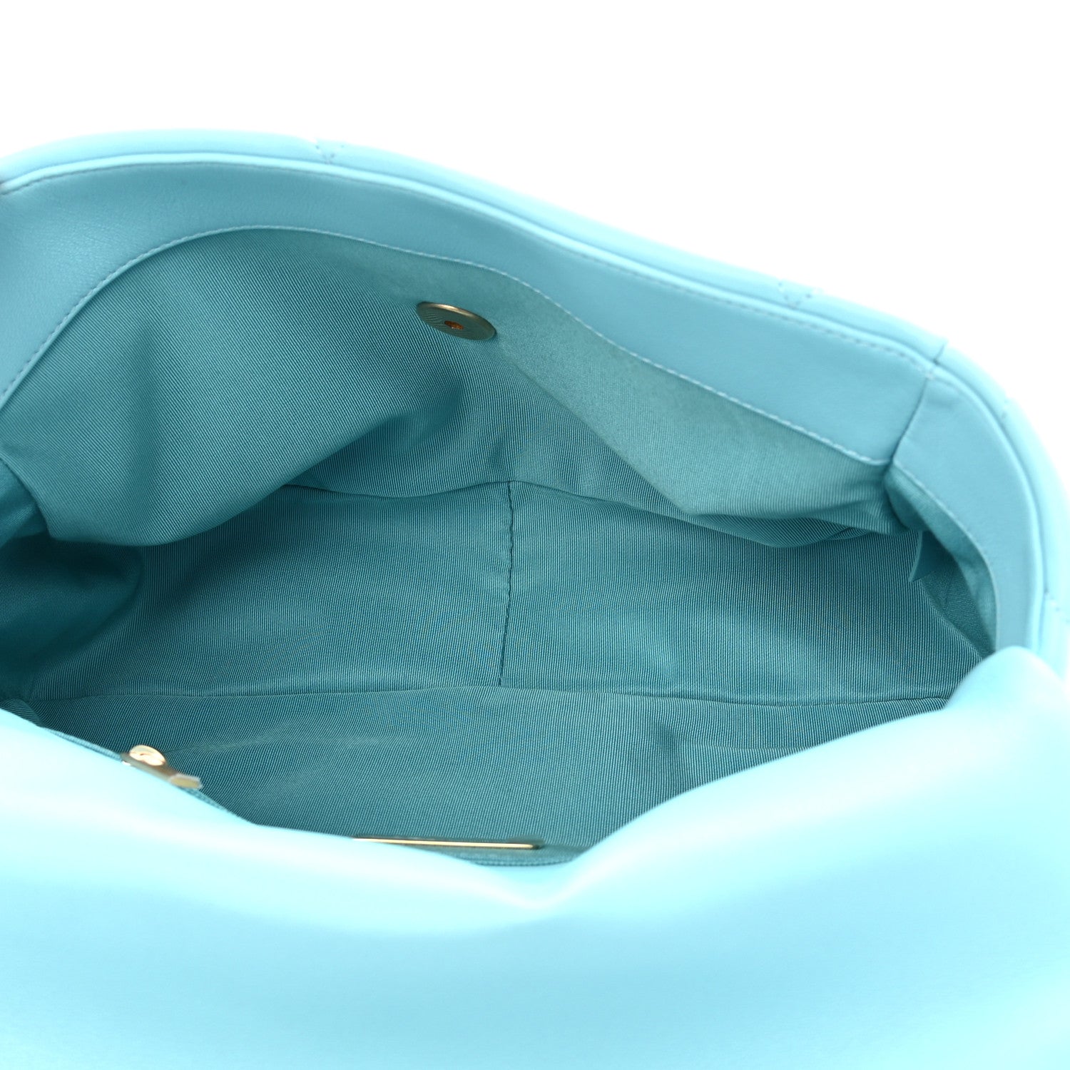 Chanel Shiny Lambskin Quilted Large Chanel 19 Flap Light Blue 5 of 12