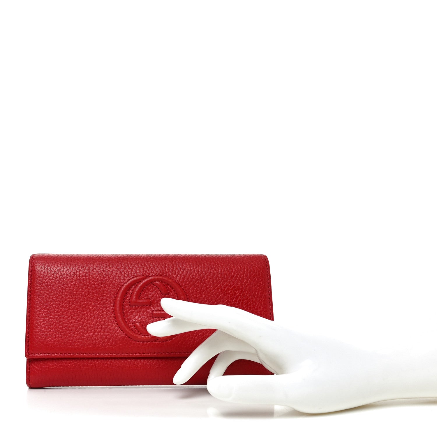 Gucci Pebbled Calfskin Large Soho Continental Wallet Red 2 of 8