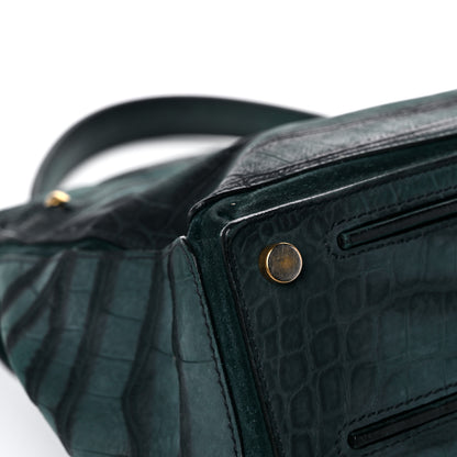 Saint Laurent Crocodile Embossed Nubuck Calfskin Medium Muse Two Green 10 of 19