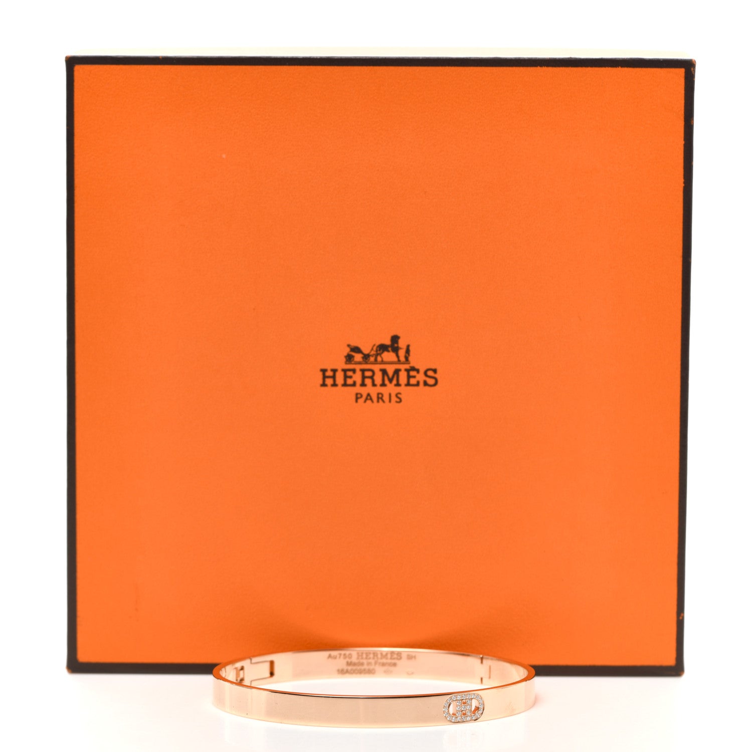 Hermes 18K Rose Gold Diamond PM H D'Ancre Bracelet SH 5 of 5