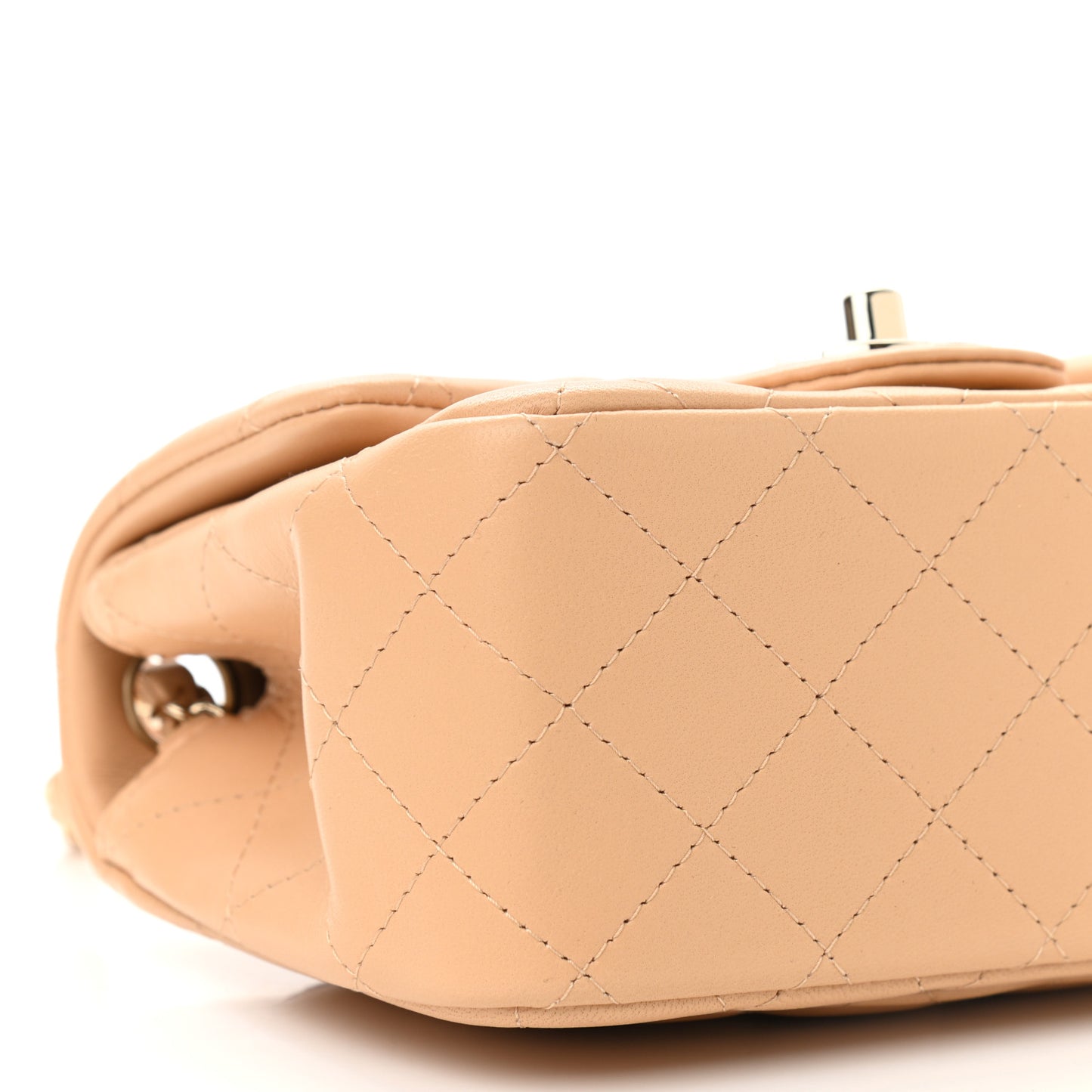 Lambskin Quilted Mini Square Flap Beige